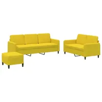 VidaXL 3-tlg. Sofagarnitur Gelb Samt