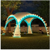 Swing&Harmonie Swing - Harmonie DomeShelter Garten Pavillion inkl. Solarmodul Pavilion Designer Gartenzelt Camping Pavilon Partyzelt mit Beleuchtung türkis