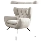 KAWOLA Hochlehnsessel CHARME Cord 100 x 106 x 95 cm cremeweiß mit Kissen