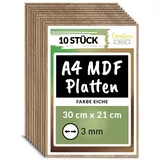 Creative Deco MDF Platten 300 x 210 x 3 mm 10-tlg braun