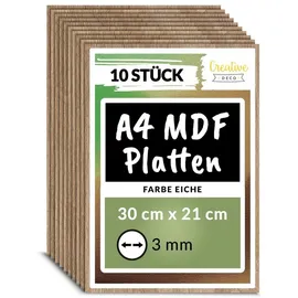 Creative Deco MDF Platten 300 x 210 x 3 mm 10-tlg braun