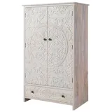 Massivmoebel24 Kleiderschrank Mango 108x64x180 weiß geölt KASHMIR 106