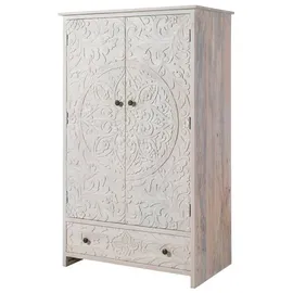 Massivmoebel24 Kleiderschrank Mango 108x64x180 weiß geölt KASHMIR 106