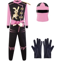Katara 1771 - Ninja Kostüm Anzug, Kinder, Verkleidung Fasching Karneval, Größe L, Pink Schwarz