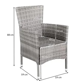 CASARIA Polyrattan Gartenstuhl 4er-Set Grau/Anthrazit Stapelbar