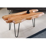 Riess Ambiente Massivholz Couchtisch WILD 100cm natur Hairpin Legs Baumkante Tisch