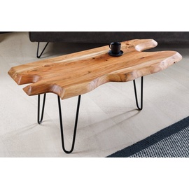 Riess Ambiente Massivholz Couchtisch WILD 100cm natur Hairpin Legs Baumkante Tisch