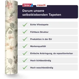 tesa rasch Vliestapete Lumina 6,00 m x 0,53 m 1 St Beige/Grün/Rosa/Weiß/Mehrfarbig 371314