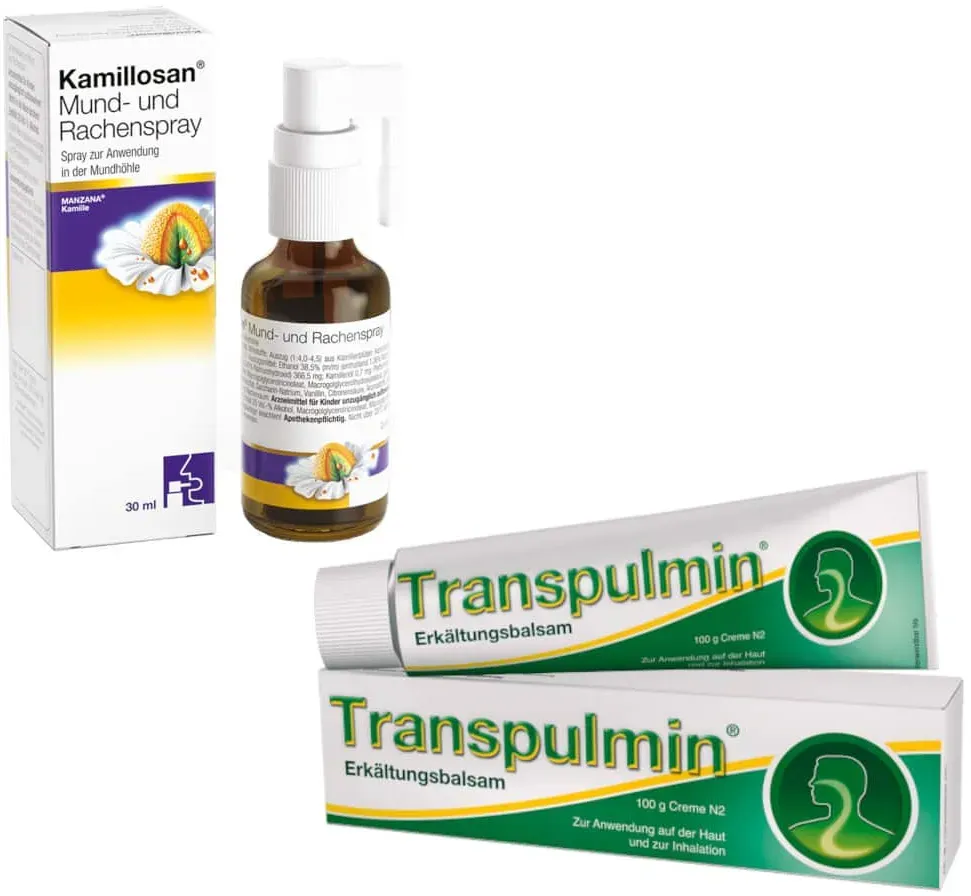 Transpulmin Erkältungsbalsam & Kamillosan Mund- und Rachenspray Set 1 Sparset