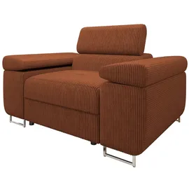 Mirjan24 Sessel Torezio Cord 134 x 90 x 102 cm Braun mit einstellbaren Kopfstützen