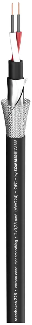 Mikrofonkabel SC-Carbokab 225; 2 x 0,25 mm2; S-PVC Ø 7,60 mm; schwarz