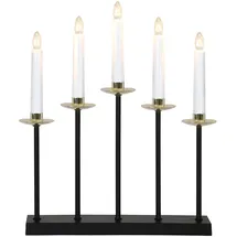 Star Trading LED Kerzenleuchter Greta 5-flammig schwarz-gold 37 x 31 cm
