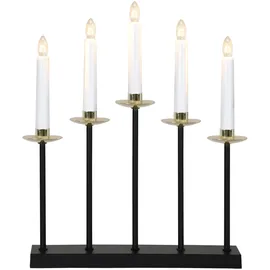 Star Trading LED Kerzenleuchter Greta 5-flammig schwarz-gold 37 x 31 cm