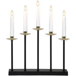 Star Trading LED Kerzenleuchter Greta 5-flammig schwarz-gold 37 x 31 cm