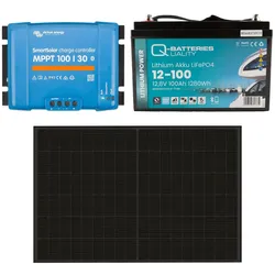 Inselanlage PV 400Wp 12V mit 1,2 kWh Lithium LiFePO4 Speicher