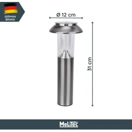 Melitec Solar Gartenleuchte SO06-1, Edelstahl matt gebürstet,
