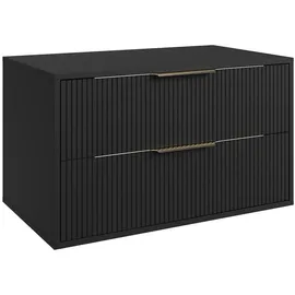Badplaats Waschbeckenunterschrank, Rimini 2 Schubladen Schwarz Matt - 80 x 46 cm Badezimmer, Badezimmerschränke, Bad Unterschränke