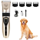 Wiederaufladbar Hundeschermaschine,Schermaschine Hund Katze,Profi Elektrische Hundetrimmer,Tierhaarschneidemaschine,Schnurlosen Haarschneidemaschine für Pfoten,Augen,Ohren,Gesicht,Körper,Golden
