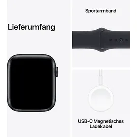 Apple Watch SE 2023 GPS 44 mm Aluminiumgehäuse mitternacht, Sportarmband mitternacht M/L