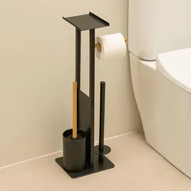 Relaxdays WC-Garnitur Schwarz (HBT: 65x21x18 cm)
