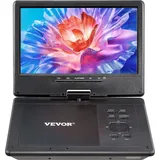 Vevor tragbarer DVD-Player mit drehbarem HD-Bildschirm (228 mm), eingebauter Akku mit 4 Std. Laufzeit, 2 Lautsprecher, unterstützt Synchronisierun...