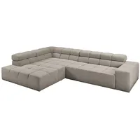 KAWOLA Ecksofa, Grau, Schwarz, Echtholz, 4-Sitzer, Füllung: Komfortschaum, Ottomane