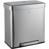 Svita LT2X30 Mülleimer 60l Treteimer 2 Fächer mit Deckel Silber