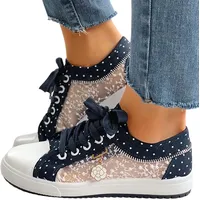 Dirndl Schuhe Damen,Trachtenschuhe Damen Spitzen Dirndl Schuhe Flache Turnschuhe Weiße Sneaker Leichte Bequem Sommerschuhe Stoffschuhe Trachten Brautschuhe für Oktoberfest und Festival (Blau,40) - 40 EU