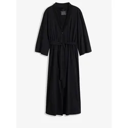 bonprix Bademantel aus weichem Baumwolljersey, schwarz, 36/38 (S), mit Baumwolle