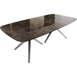DeLife Esstisch Edge Boot 240x120 Keramik Laminam® Emperador Extra Lucidato Dunkelbraun Estelar rund Edelstahl - Braun/Dunkelbraun