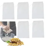 Okaywork 5 Stück Filterbeutel Nussbeutel, Nylon Siebbeutel, Passiertuch, Waschbar und Wiederverwendbar Filtertuch, Cheesecloth, Nut Milk Bag, Mandelmilch Tuch, Filter-Beutel, Filtertuch Saft