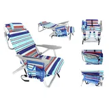 Strandstuhl Sonnenliege klappbar Rucksack, Kühltasche, Getränkehalter 63*77*54cm