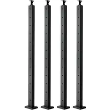 Vevor Kabelgeländerpfosten, 4er-Pack, 1067x50,8x50,8 mm, vorgebohrtes horizontales Loch, Edelstahl SUS304, gebogene horizontale Halterung, für Handlauf, Balustrade, schwarz, 4JZLGZXHS106URZU0001V0