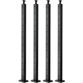 Vevor Kabelgeländerpfosten, 4er-Pack, 1067x50,8x50,8 mm, vorgebohrtes horizontales Loch, Edelstahl SUS304, gebogene horizontale Halterung, für Handlauf, Balustrade, schwarz, 4JZLGZXHS106URZU0001V0