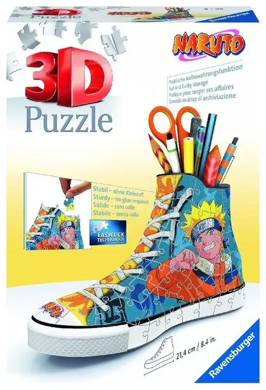 Ravensburger 3D Puzzle 11543 Sneaker Naruto - Praktischer Stiftehalter - 108 Teile - Schreibtisch-Organizer Für Kinder Ab 8 Jahren