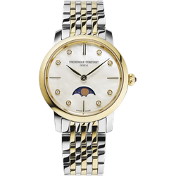 Frederique Constant Classics Slimline Ladies Moonphase FC-206MPWD1S3B - Perlmutter,weiß,Edelstahl & gelbgold - 30mm