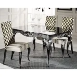 Casa Padrino Luxus Barock Esstisch mit Glasplatte Schwarz / Silber - Verschiedene Größen - Edler Esszimmertisch im Barockstil - Barock Esszimmer ...