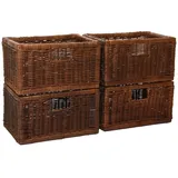 VIVANNO Regalkorb Schrankkorb Korb Billy-Regal Rattan Braun BASKO (4er Set 20x35x25)