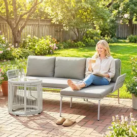 Outsunny Garten-Lounge-Set 3-tlg. hellgrau