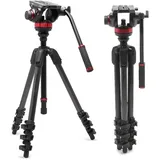 Manfrotto 502 flacher Fluid Videokopf m. 055 Video Carbonfaser-Stativ