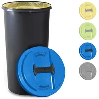 KUEFA Müllsackständer BSC LA 60L Mülleimer mit Laserbeschriftung und Klemm-Ring, Motive: Gelber Sack, Restmüll, Altpapier, Bioabfall blau