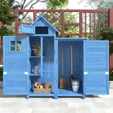 Gerätehaus, Gartenschrank, Geräteschuppen, Werkzeugschrank, Lxt: 118x54cm, 118 X 54 X 173 Cm (lxtxh), Wetterfest, Holz, Blau, Pvc-dach (set, 1 Stück, 1 X Werkzeugschrank)