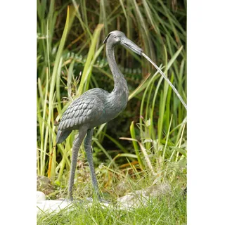 Teichfigur Wasserspeier Reiher Bronze HxBxT 49 x 10 x 25 cm