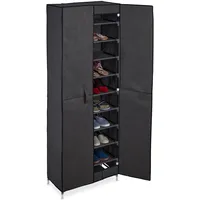 Relaxdays Schuhschrank, 30 Paar Schuhe, magnetische Türen, Stecksystem, Stoffschrank