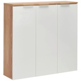Xora Schuhschrank, Eiche, Weiß Hochglanz, Holzwerkstoff, 10 Fächer, 120x115x34 cm, Garderobe, Schuhaufbewahrung, Schuhschränke