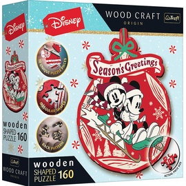 Trefl Holz Puzzle 160 Disney - Mickey und Minni's Weihnachtsabenteuer