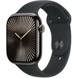 Apple Watch Series 10 GPS + Cellular 46 mm Titangehäuse schiefer Sportarmband schwarz M/L