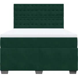 vidaXL Boxspringbett 140 x 200 cm Dunkelgrün