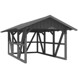 SKANHOLZ Skan Holz Carport Schwarzwald m. Dachschalung u. Rückwand 424 x 600 cm Grau