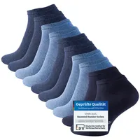 STARK SOUL 10 Paar Essentials Sneaker Socken, Baumwolle, Blautöne, Gr. 47-50